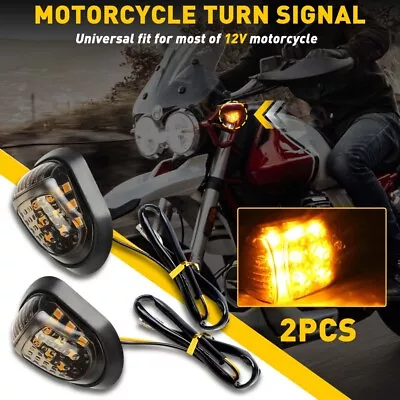 2X Clear Flush Mount Motorcycle LED Turn Signals Light Blinker Amber Indicator • $11.99