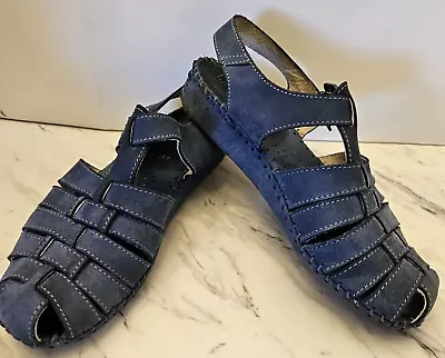 La Plume Blue Open Style Sandal Design Low Wedge Woman's Shoes Size 37 • $25.98
