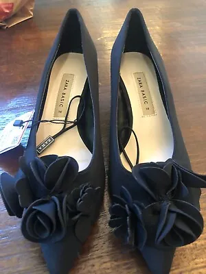 $32 • Buy Zara Basic Women Black Pump Pointed Toe Shoes/Kitten Heel (low) New/Tag USA 7.5