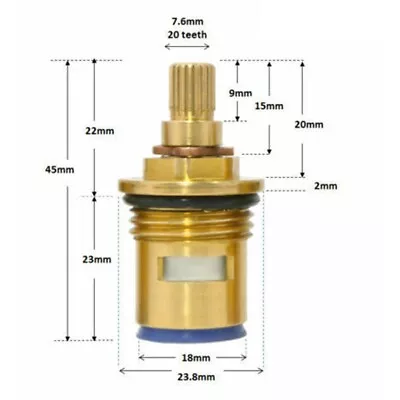 2X Replacement Tap Cartridge Valve Ceramic Disc Gland Quarter Turn 20-Teeth 1/2  • £11.52