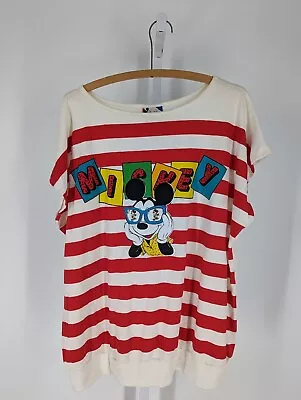 Disney By Pilgrim 80s Mickey Mouse Minnie Sunglass Reflection 3D Stripe T Shirt • $64.99