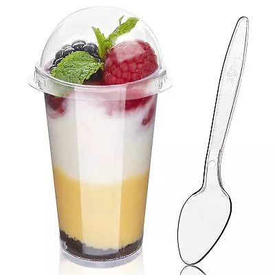 50 Pack Mini Dessert Cups With Lids And Spoons 3oz Clear Plastic Parfait Gla... • $27.26