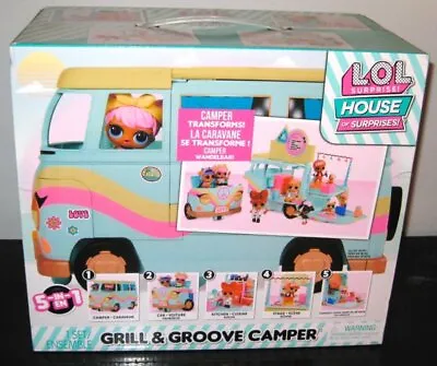 L.O.L. Surprise 5-In-1 Grill & Groove Camper Transforming Playset Kitchen & Car • $32.99