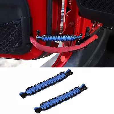 2X Blue Fits YJ TJ JK JKU JL Jeep Wrangler Paracord Door Limiting Straps Limiter • $21.53