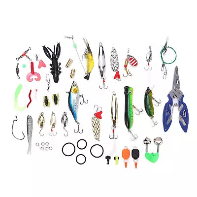 Fishing Accessories Kit Double Layer Fishing Gear Lures Kit Set With Tackle Box • $38.62