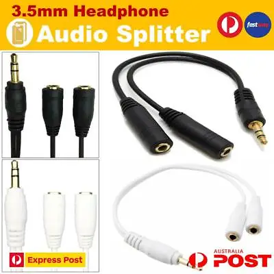 3.5mm AUX Audio Mic Splitter Cable Earphone Headphone Adapter Male To 2 Female • $4.27