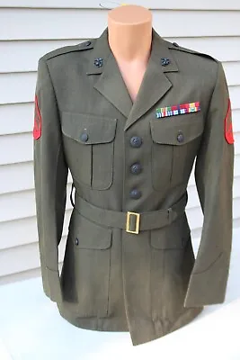 US Marine Corps Uniform Jacket 8405-01-279-5632 Size 41R With Belt • $31.97