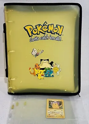 Pokemon Vintage 1998 Yellow 3-Ring Nintendo Zip-Up Card Folder + Card & Inserts • $50