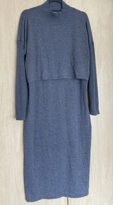 £12.99 • Buy ASOS MATERNITY Grey JUMPER DRESS SIZE 14 Nursing Breastfeeding Ribbed Sleeves