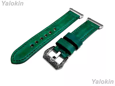 Green Brushed Leather Stitched Band Strap For Fitbit Ionic Smartwatches • $73.65