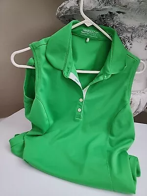 Womens NIKE GOLF Sleeveless Green Collared Shirt Made In Thailand Fit Dry • $8.43