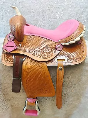 Children Pony Kids Miniature Western Leather Trail Horse Saddle 8 Inches Seat • $199.49
