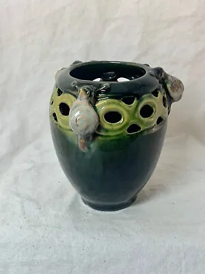 Antique Michael Andersen And Sons 1920s Green Vase With Snails 10.5x11cm Denmark • $250