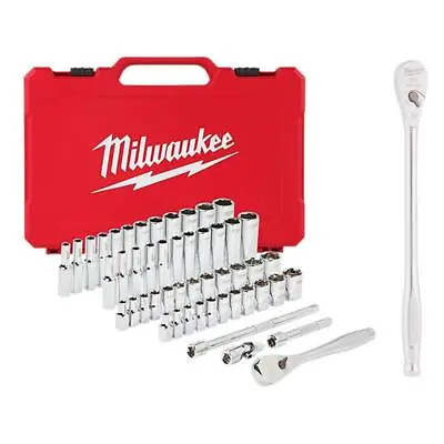 Milwaukee Ratchet + Socket Mechanics Tool Set 1/4  Drive SAE/Metric (51-Pcs) • $120.85