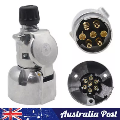 7 Pin Male + Female Round Trailer Plug Large Adapter Connector Caravan Boat Part • $18.90