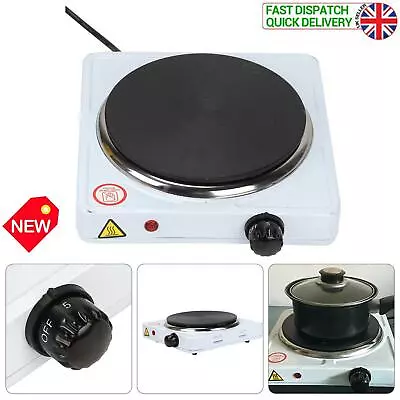 Single Hot Plate 1000W Electric Table Top Cooker Stove W/ Adjustable Thermostat • £12.89
