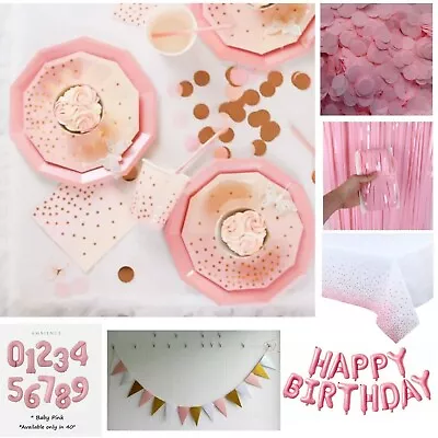 Pink And Gold Party Supplies TablewareDecorations & Balloons Wedding Hen Party • £13.99