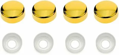 $7.95 • Buy 4 Gold License Plate Tag Mounting Holder Frame Shield Screw Cap Covers Brand New