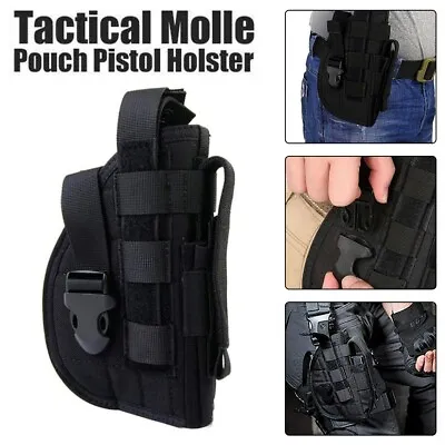 Tactical Pistol Gun Holster Right Hand Hunting Military Molle Handgun Pouch Case • $12.98