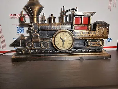 United Metal Train Clock Locomotive Lighted Clock Model 703 USA Made Lights Up • $50