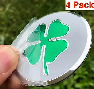 4x IRISH LUCKY 4 LEAF CLOVER Wheel Center Hub Cap Sticker Decal 2.2  DOME • $10.80