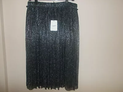 $385 Isabel Marant Beatrice Lurex Pleated Midi Skirt Metallic Sz 42 US 10 NWT • $139.99