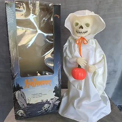 Vintage Animated Halloween Skeleton 16  With Sound & Lights & Box - Works • $62.38