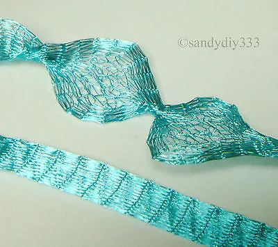 5 Feet (60 ) X  BRASS MESH WIRE  Turquoise  7mm TUBE LACE • $11.25