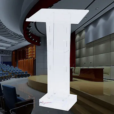 $222.30 • Buy Portable LED Acrylic School Speech Podium Stand Conference Pulpit Church Lectern