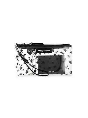 Miu Miu NIB Clear Star Print PVC Wristlet Pouch Purse With Credit Card Case $499 • $346.49