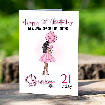 Personalised Girls Birthday Card Granddaughter Daughter 16th 17th 20th 21st 22nd • £2.98