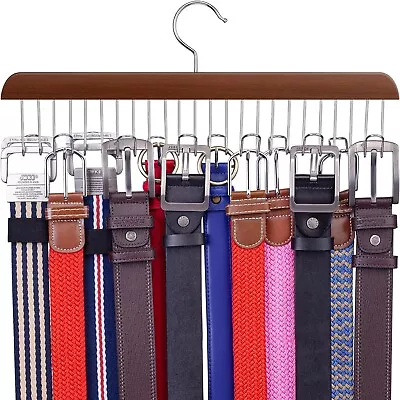 Belt Hanger For Closet Wood Belt Holder For Closet Organizer 12 Hooks Tie/Bel • $12.99