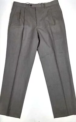 RALPH LAUREN Men's Dress Pants Sz 34 R Gray Pleated Front Slacks 100% Wool • $24.99