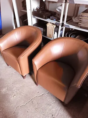 2 X Leather Bucket Chairs 74x60x80cm • £120