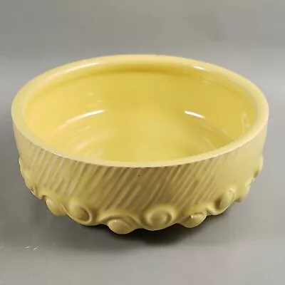 Vintage Mid Century McCoy Pottery USA Yellow Ribbed Wavy Loop Bowl Planter • $26