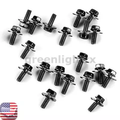 20X Metal Car Bumper Engine Fender Retainer Clips Screws Bolt Hex Head Washer US • $11.98