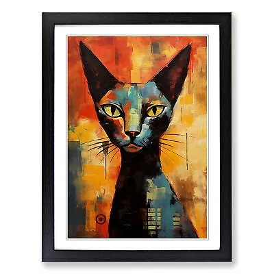 Egyptian Cat Gestural Wall Art Print Framed Canvas Picture Poster Decor • £14.95
