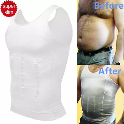 Men's Slimming Body Shaper Belly Chest Compression Vest Girdle T-Shirt Tank Top • $14.79