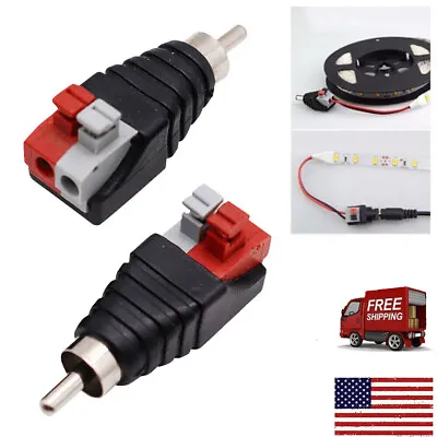 Speaker Wire Cable To Audio RCA Male Connector Adapter Jack Plug USA • $1.41