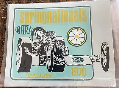 Vintage Nhra Drag Racing Water Decal 1970 Springnationals • $15