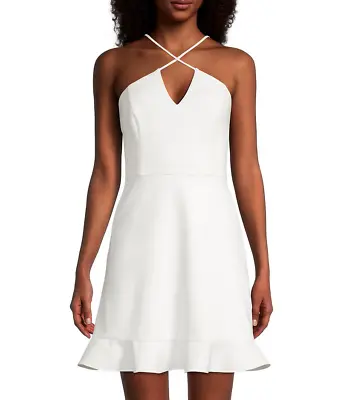 Aidan By Aidan Mattox Crisscross Straps Dress White Size 0 2831 • $61.25