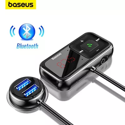 Bluetooth 5.0 FM Transmitter Handsfree Dual USB Charger Car Kit Radio Adapter • £15.69