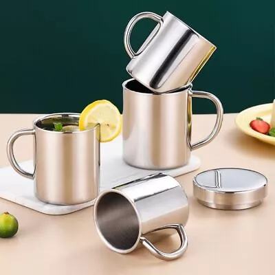 Stainless Steel Insulated Thermal Mug Coffee Tea Cup Drinking Cup With Handle* • £9.10