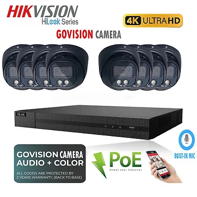 Hikvision 8mp Colorvu Poe Kit 8mp Nvr Ip Poe 5mp Outdoor Audio Camera System Kit • £142.21