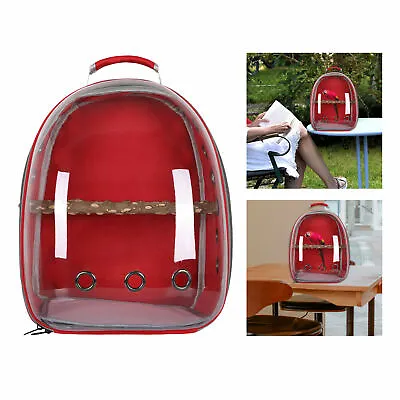 Bird Carrier Cage Shoulder Bag Pet Parrot Travel Breathable Clear Backpack • £29.28