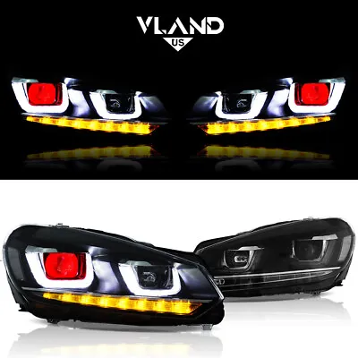 $259.99 • Buy VLAND Pair Led Demon Headlights For Volkswagen Golf 6 MK6 2010-2014 W/Sequential