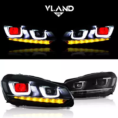 $259.99 • Buy VLAND Pair Led Demon Headlights For Volkswagen Golf 6 MK6 2010-2014 W/Sequential