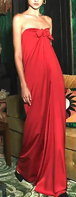 Monique Lhuillier Collection 2019 Runway Red Bow Front Long Maxi Gown Dress US 6 • £1063.09