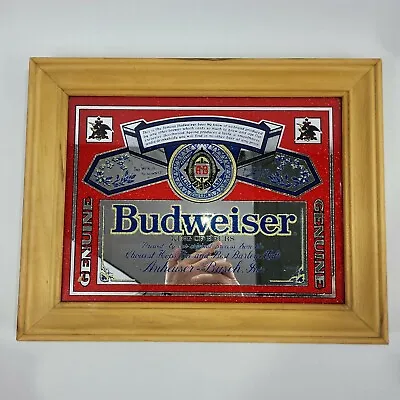 Budweiser Beer Mirror Vintage 11 X14  Bar Pub Sign Wood Frame Gold Flake • $49.99