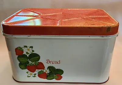 $27.99 • Buy Vintage Cheinco Metal Tin Bread Box ~ Strawberries